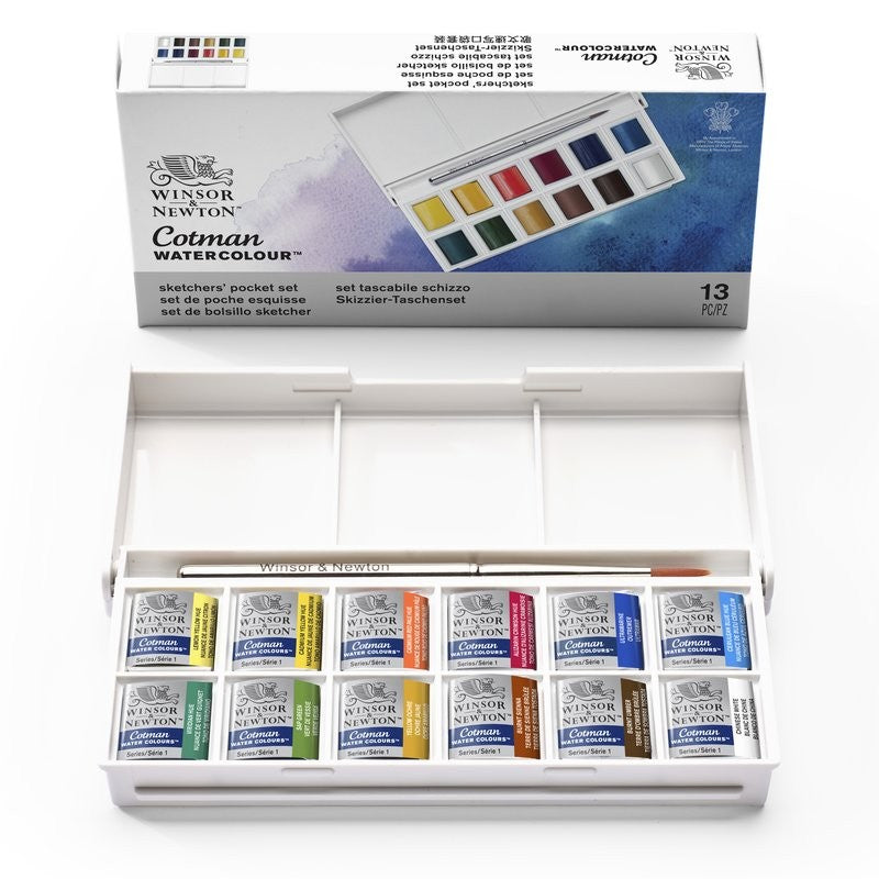 Set acquerelli 3: Album Canson 12 fogli da 24x32, pocket box 13pz +5 pennelli Tintoretto