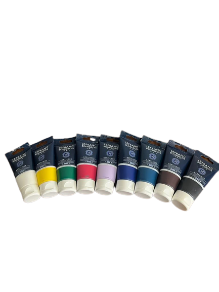 Set completo artista: cornice, tela misto, 9 colori acrilici, 2 pennelli, spatola