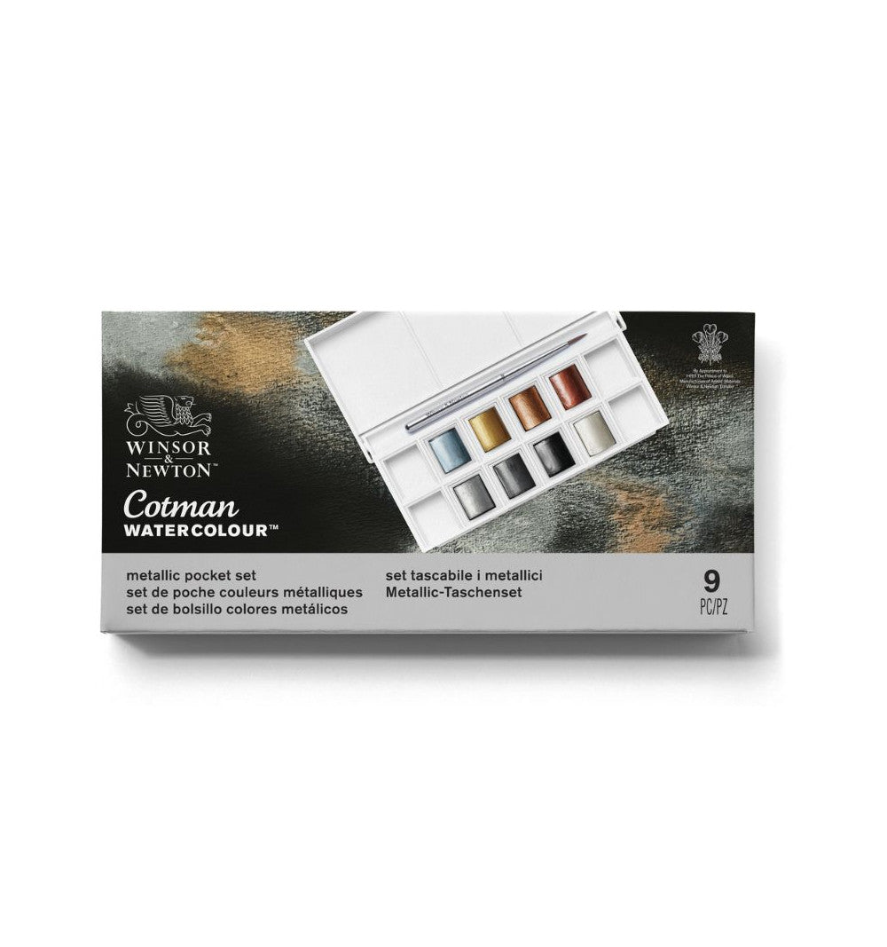 Set acquerelli metallizzati 8 pz + scatola e pennello - Winsor & Newton