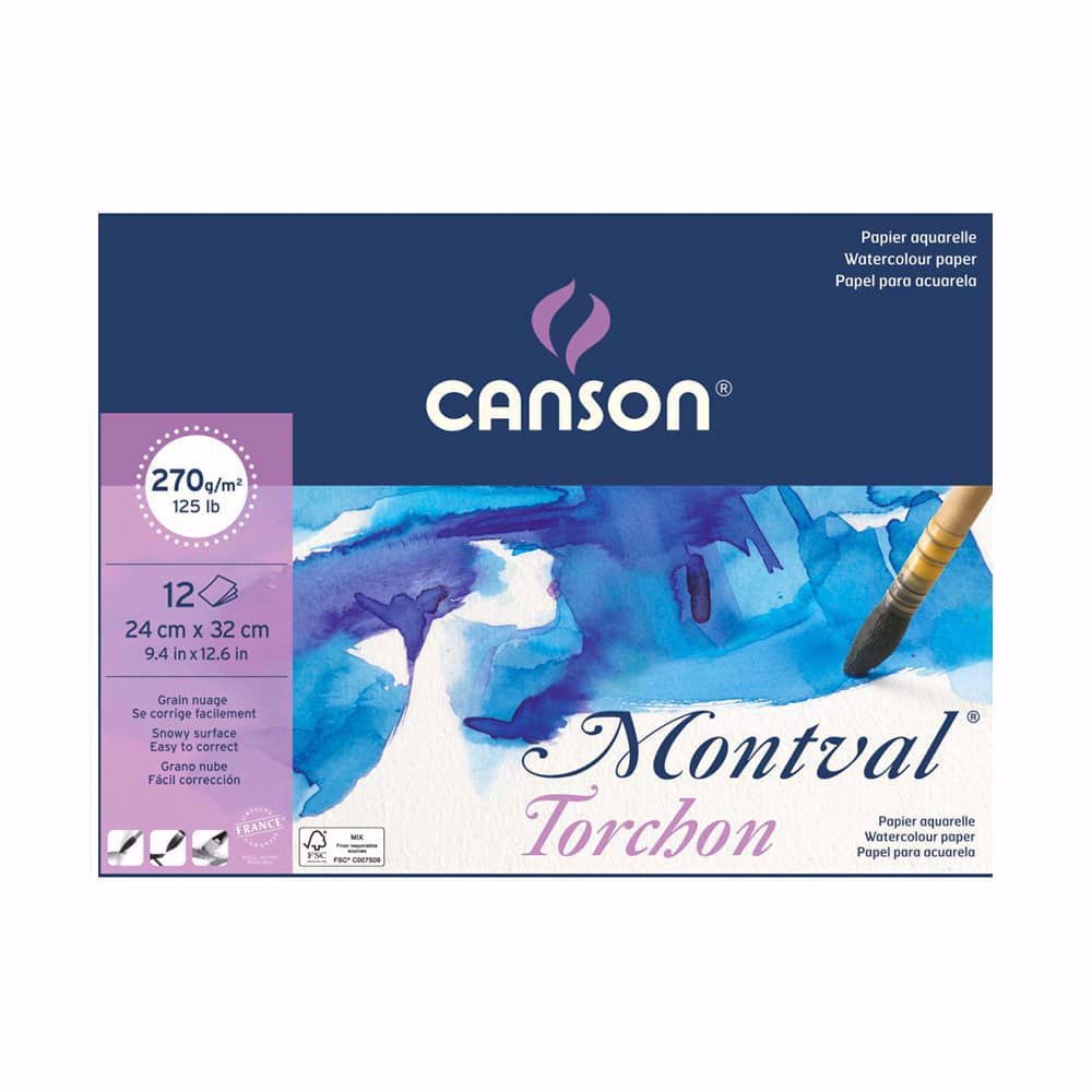 Set acquerelli 3: Album Canson 12 fogli da 24x32, pocket box 13pz +5 pennelli Tintoretto