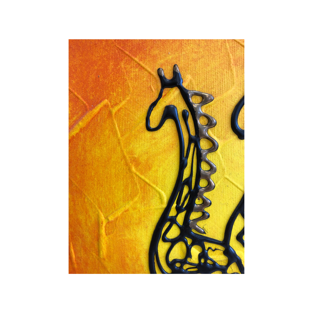 Pannello decorato a mano - Giraffe - 35x35