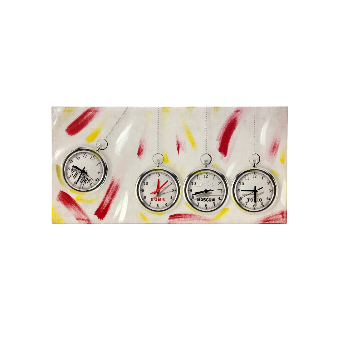 Orologio decorato a mano - Il Rosso, il Bianco e il Giallo - 40x80